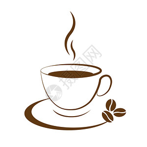 白色背景上的热咖啡杯图标图片