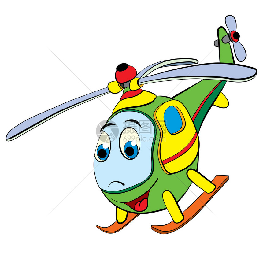 彩色卡通快乐直升机矢量图图片