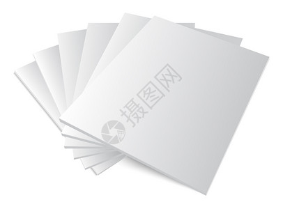 一叠画册样机矢量图空白封面样机杂志模板在白色背景与软shadows插画
