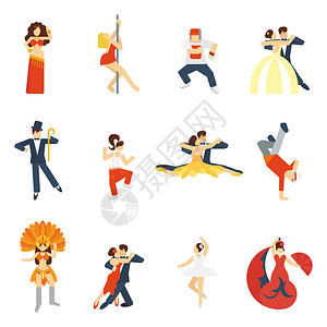 社交舞蹈节华尔兹探戈东方舞蹈图标平板图片