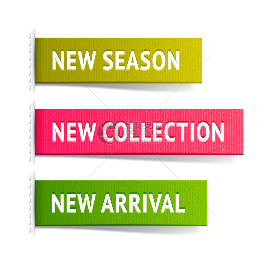 新的布料标签季节收集和抵达标签购物设计图片