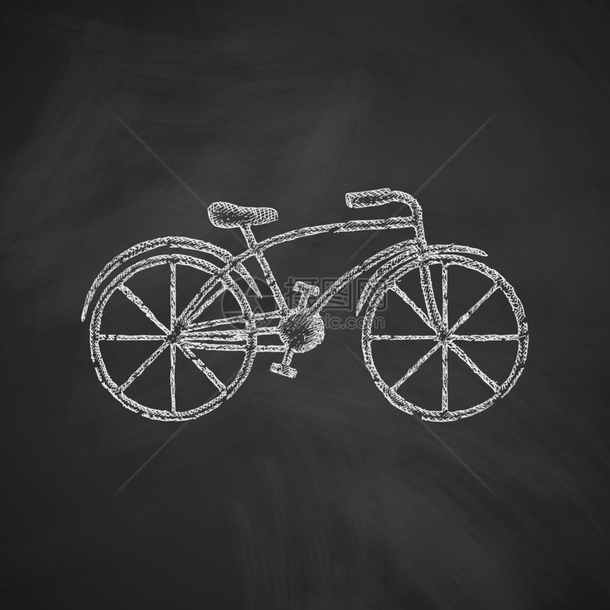 粉笔板上的自行车图图片