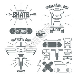 滑板狗徽章和图标图片
