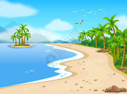 夏季美丽的沙滩的插图图片