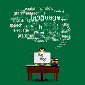 绿色背景的语言学习信息化语言Infogr背景图片