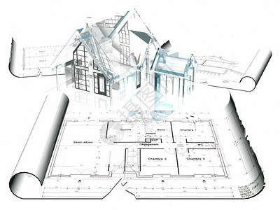 白背景孤立的建筑房屋建筑计划说明图片