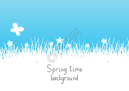 蓝色春季背景文图片