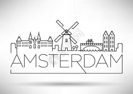 比利时科特赖克阿姆斯特丹市线Silhouette平面图设插画