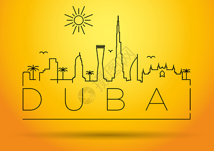 迪拜线Silhouette平面图设背景图片