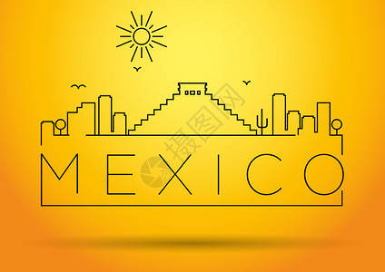 伊贝诗墨西哥城线Silhouette平面图设插画