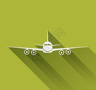 绿色的白色剪影飞机图标图片
