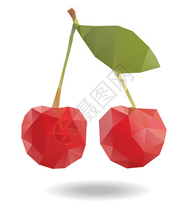 抽象几何红色多边形樱桃图片