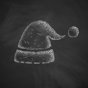 粉笔板上的圣诞树帽图背景图片