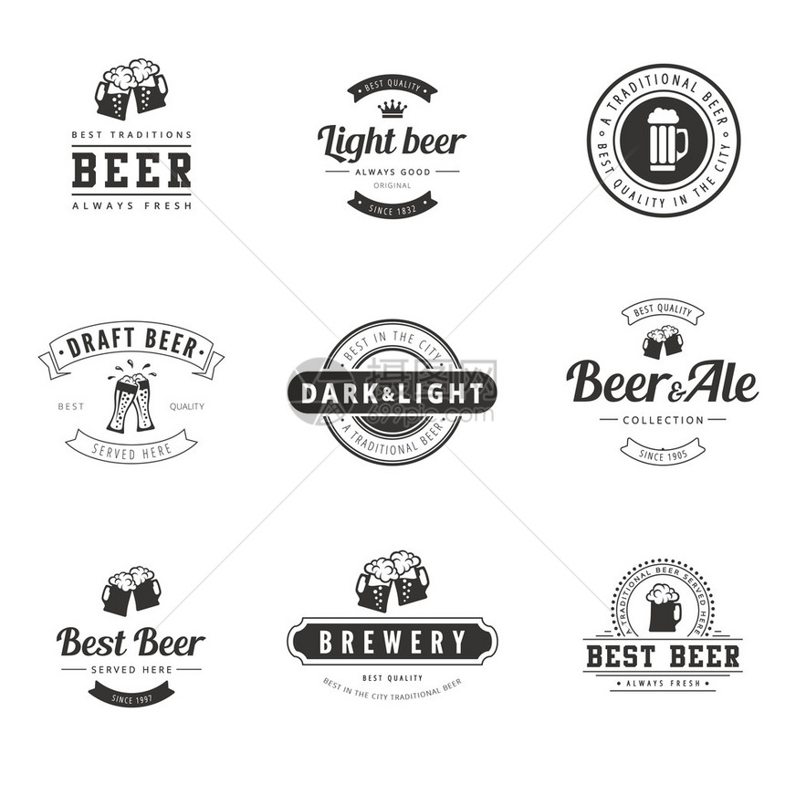 BeerHimsterLogo设计矢量打字母模板图片