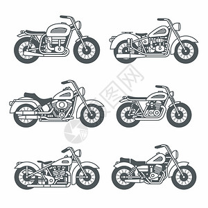 摩托车图标集矢量图图片