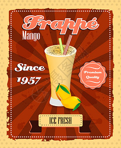配有水果饮料杯和玻璃的芒果frappe海报图片