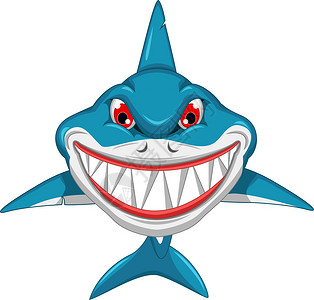 愤怒的鲨鱼卡通的矢量图解图片
