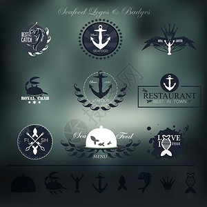 海产食品标签徽章和设计要图片