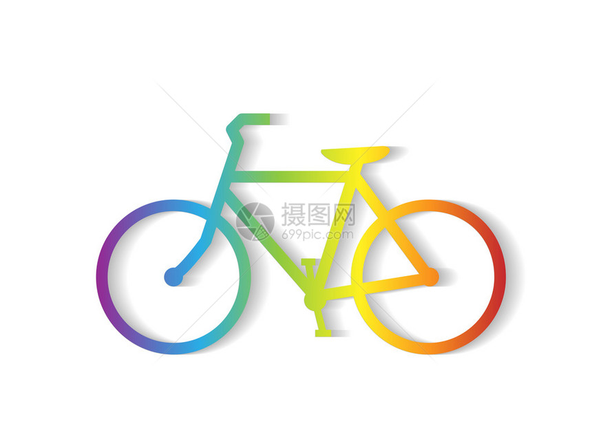 说明一个多彩的自行车插图孤立在白色背景上图片