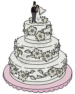 婚礼蛋糕的手绘图图片