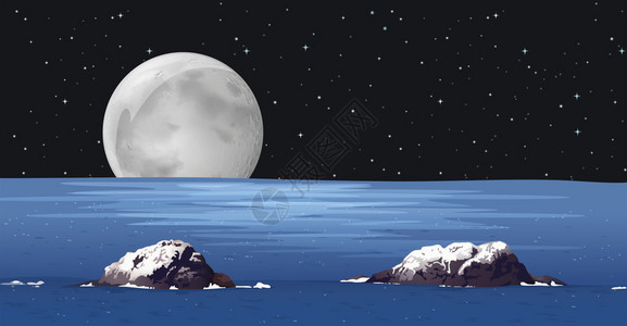 满月与大海图片