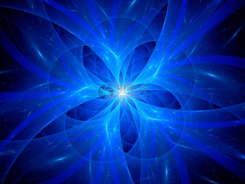 空间分形中的蓝色发光花计算机生成抽图片