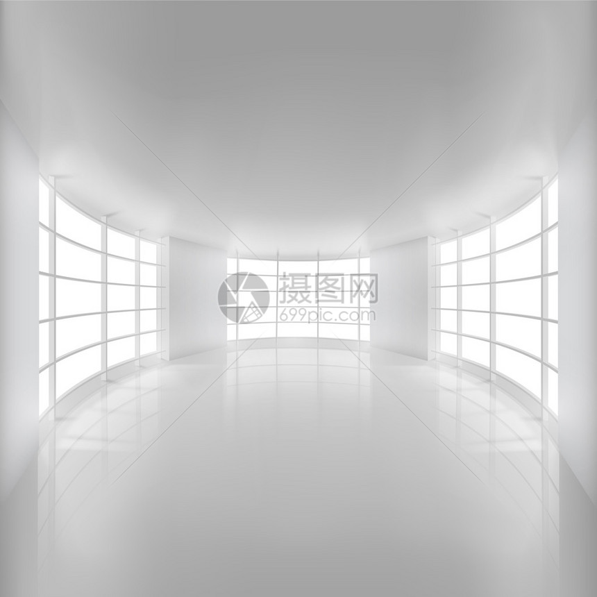 白色圆形房间由日光照射引图片