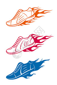 卡帕莱白色上隔离着快速火道的跑鞋图标运插画