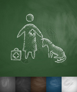 兽医和狗图标手画矢量插图片