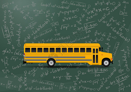 带代数方程的黄色校车插图图片