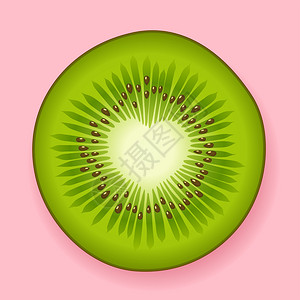 智利黄心猕猴桃新鲜绿色热带小菜果的切片插画