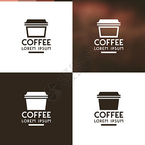 咖啡馆的Logo模板白色黑色和模糊背景的轮背景图片