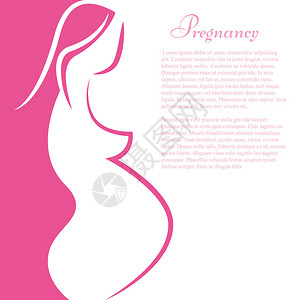 背景与孕妇剪影矢量图图片