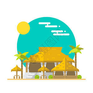 海滩酒吧和餐馆插图矢图片