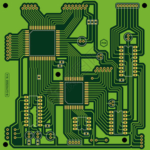 显示绿色印刷电路板PCB没有组件EPS10文件为设计者方便起见插画