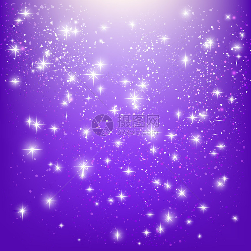 紫色背景上明亮闪的星图片