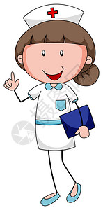 白色制服的特写快乐护士图片