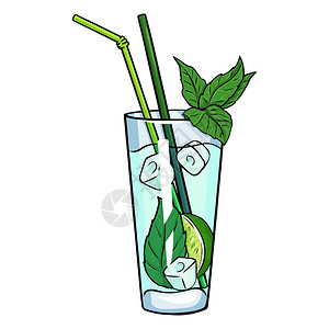 矢量卡通鸡尾酒Mojit背景图片