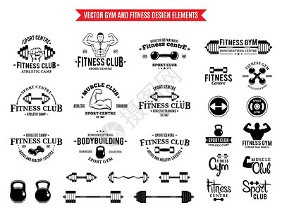 健身体育标签模板徽章健身设备图图片