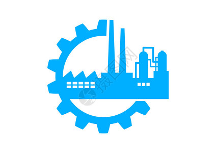 白色背景上的蓝色工业图标图片