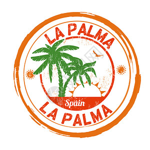 马略卡岛帕尔马LaPalmagrunge白色背景的橡胶邮插画