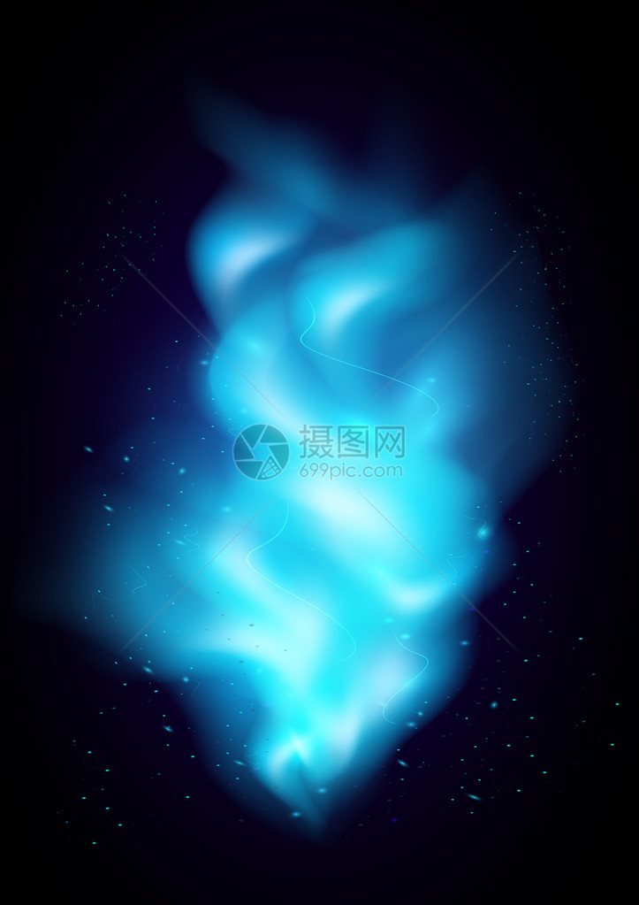 黑色背景上蓝色火焰提示和火花的插图图片