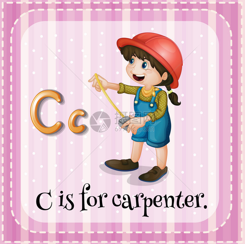 闪卡字母C是给木匠的有色又可爱图片