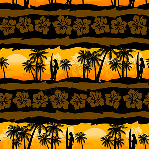 热带frangipani与棕榈树日背景图片