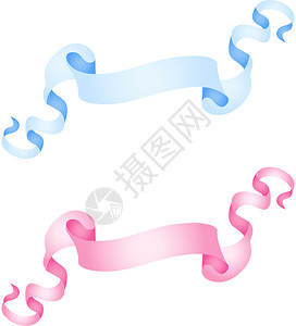 可缩放的矢量图像代表一个婴儿蓝色和粉红色丝带横幅图片