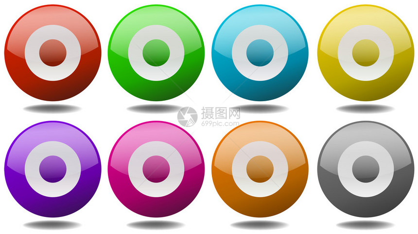 八种不同颜色的圆形目标图片