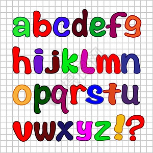 方格纸上的彩色英文字母图片