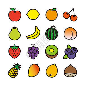 一组水果图标背景图片