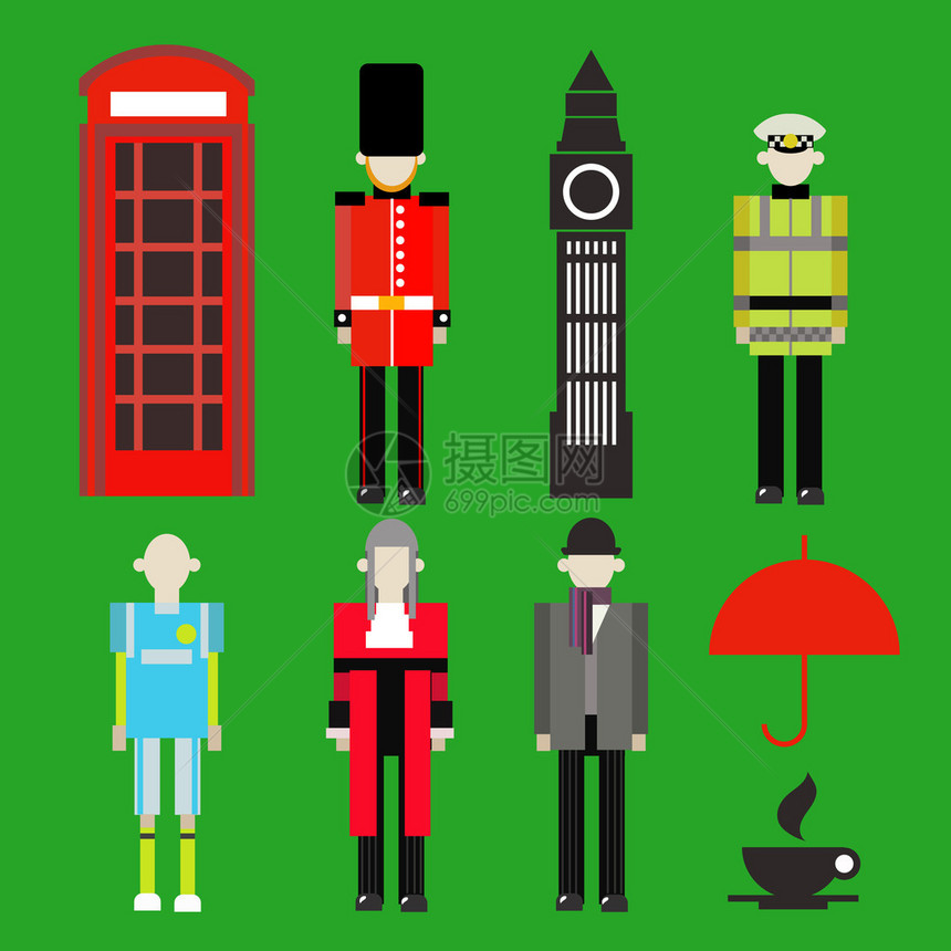 英国人口和绿色的象征物图片