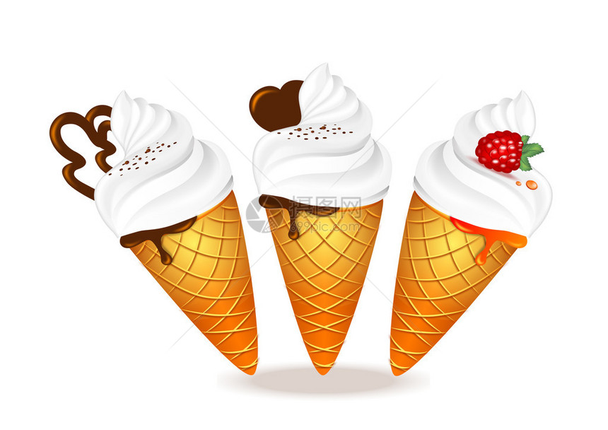 白色背景中带巧克力的香草冰淇淋图片
